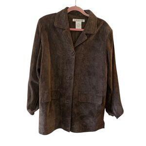 Vtg brown genuine suede leather jacket pockets side slits excellent condition M